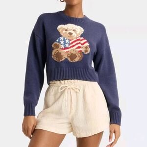 Grayson Threads USA Teddy Bear Flag Sweater Patriotic Americana 250th Anniversar